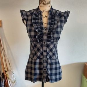 Charlotte Russe Fall Pleat Checker Med Junior Top 